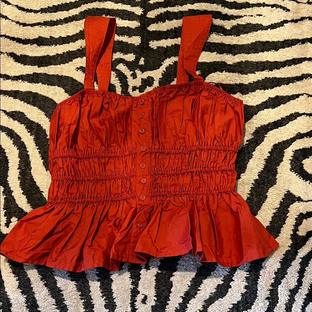 Moon River Rust Sleeveless Blouse
